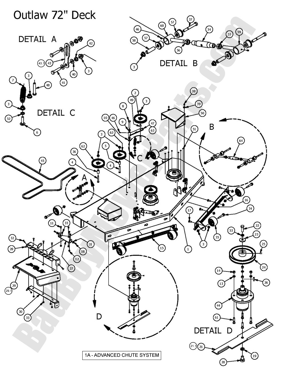 1369 - Bad Boy Mower Parts Lookup > 2016 > Outlaw & Outlaw Extreme > 72\" Deck Assembly